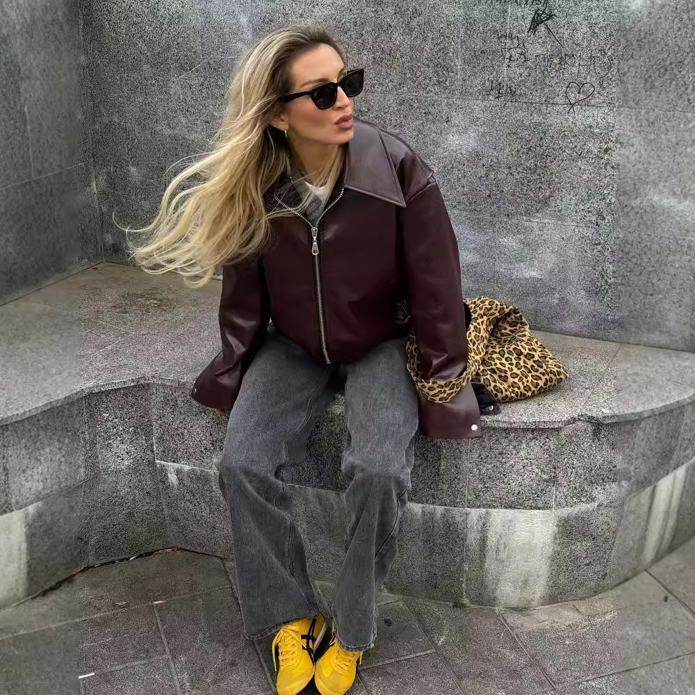 Veste cuir zip femme — vue 5