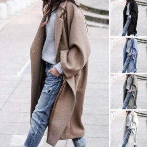 Manteau long chaud à poches femme