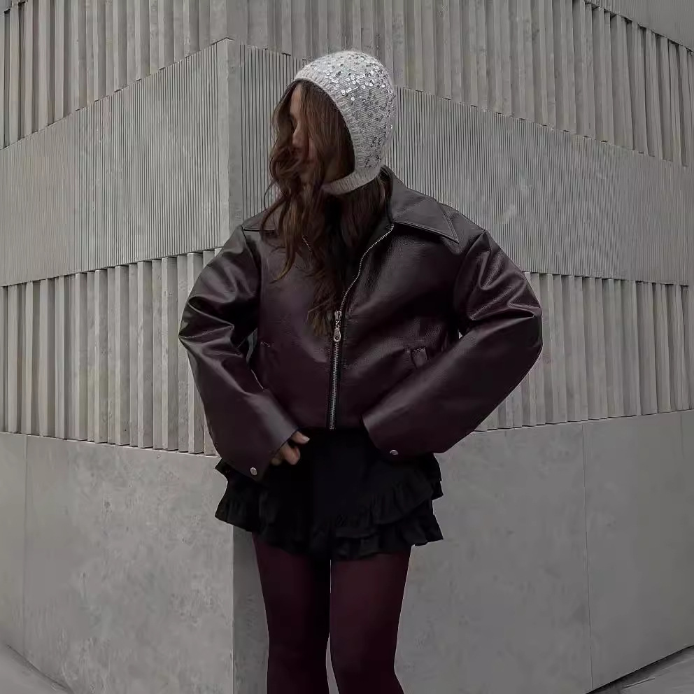 Veste cuir zip femme — vue 3