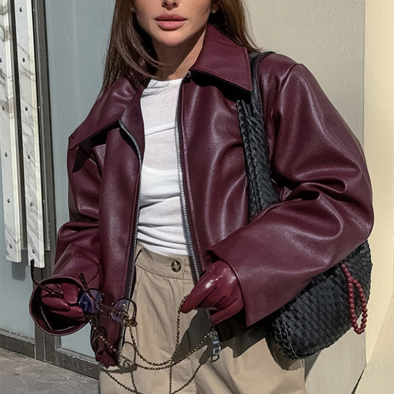 Veste cuir zip femme — vue 9