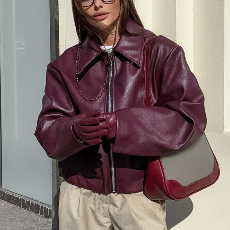 Veste cuir zip femme — vue 4
