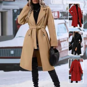 Trench long double boutonnage femme